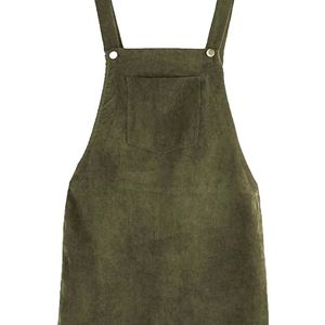 A-line corduroy pinafore bid pocket overall dress
